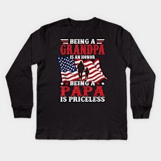 Being Grandpa is an Honor Being Papa is Priceless Father Dad Kids Long Sleeve T-Shirt